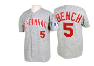 Men's Mitchell and Ness Johnny Bench Cincinnati Reds Authentic Grey 1969 Throwback Jersey